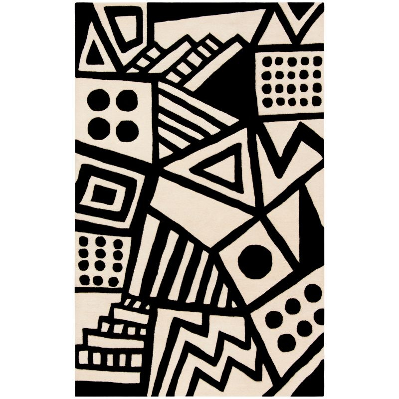 Fifth Avenue FTV124 Hand Tufted Wool Area Rug - Ivory/Black- 4' X 6' - Safavieh.