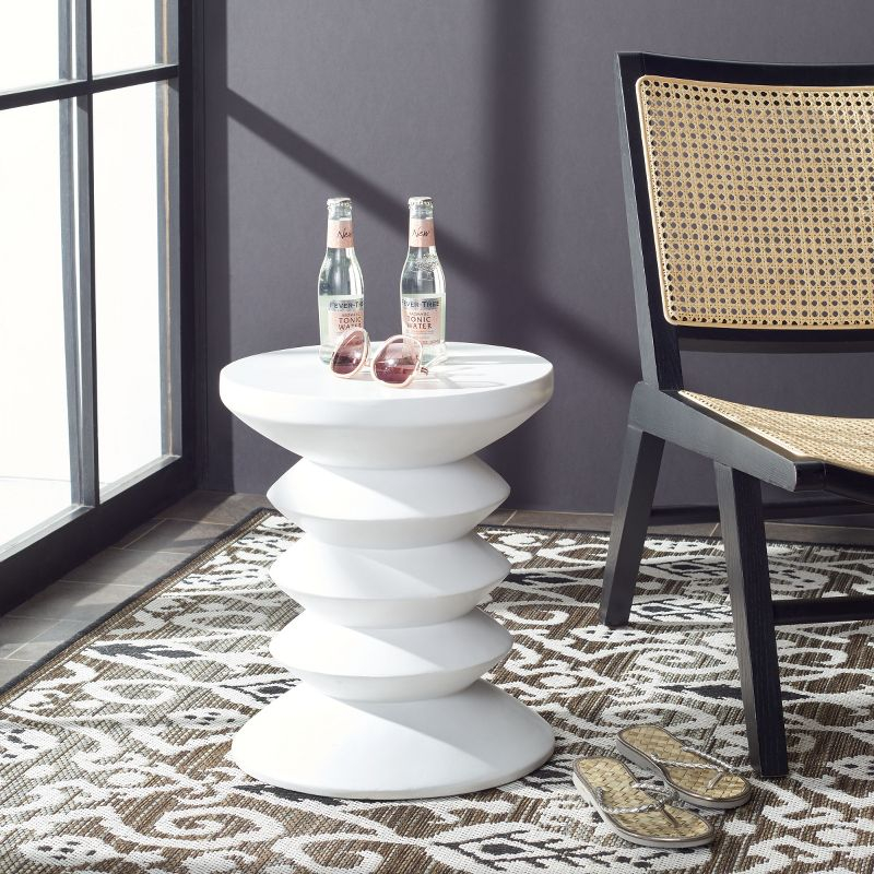 Benaya Concrete Accent Stool - Indoor/Outdoor - VNN1032 - White - Safavieh