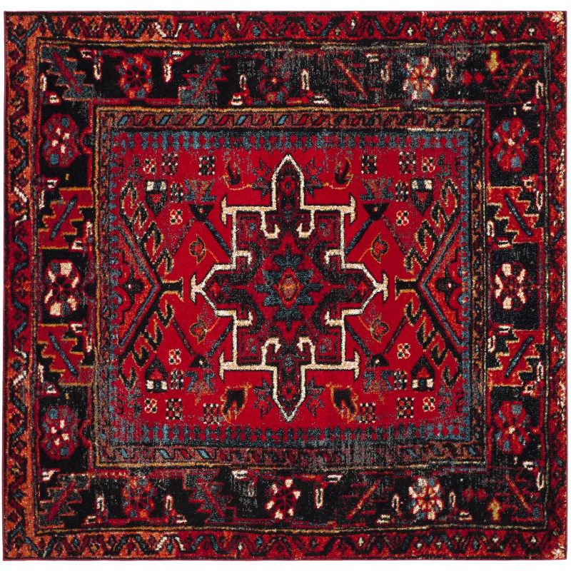 Vintage Hamadan VTH211 Power Loomed Indoor Area Rug - Red/Multi - 6'7"x6'7" - Safavieh