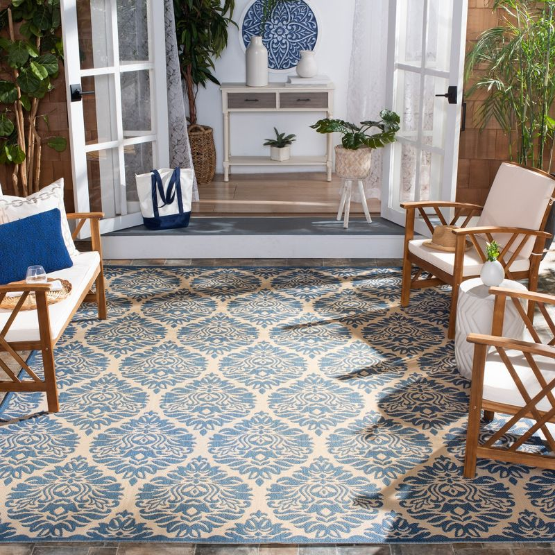 Beach House BHS135 Power Loomed Indoor/Outdoor Area Rug - Cream/Blue - 8'x10' - Safavieh