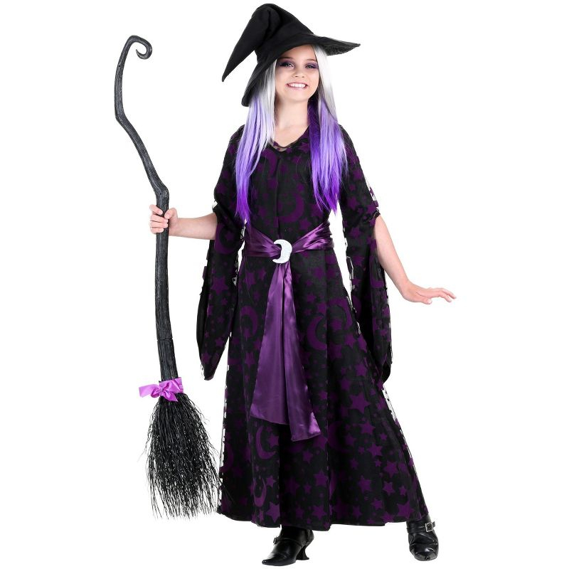 HalloweenCostumes.com X Small Girl Girls Purple Moon Witch Costume, Black/Purple