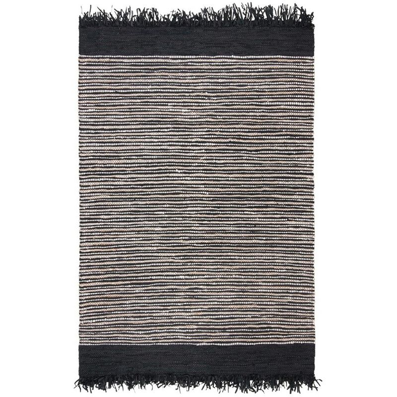 Vintage Leather VTL373 Hand Woven Indoor Area Rug - Black/Multi - 5'x8' - Safavieh.