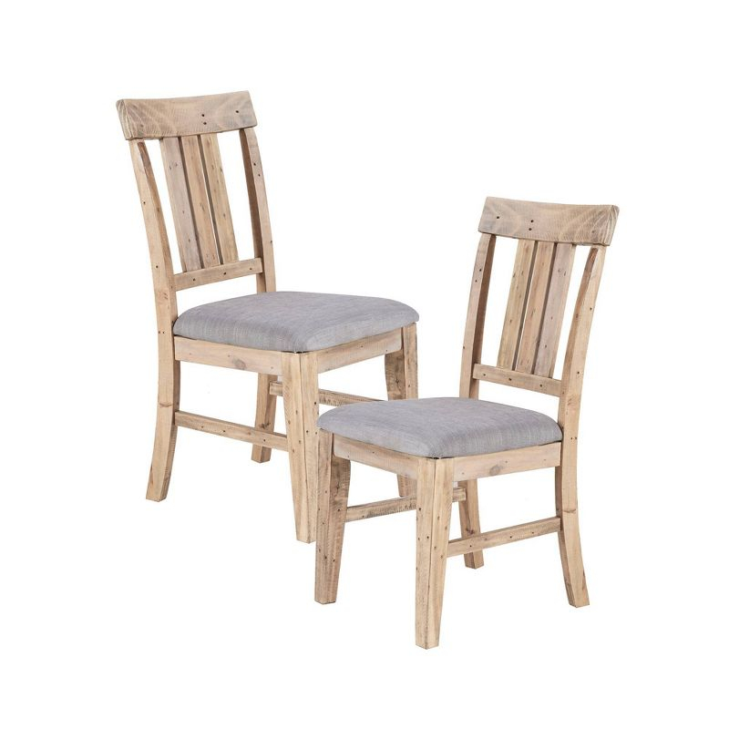 Ink+Ivy Set of 2 Sonoma Dining Side Chair Natural/Gray: Upholstered, Wood Frame, Foam Cushion