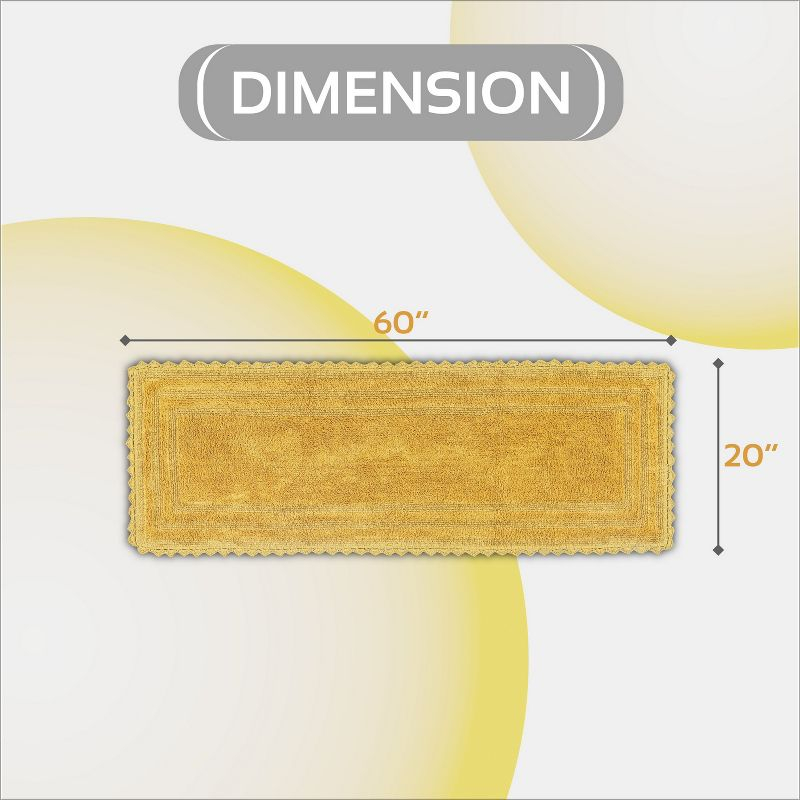 Better Trends Lilly Crochet 100% Cotton Tufted Reversible Bath Rug 20" x 60" Runner - Yellow