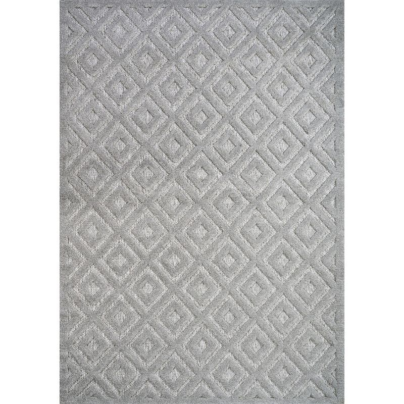 3'x5' Portmany Neutral Diamond Trellis Indoor/Outdoor Area Rug, Light Gray - JONATHAN Y
