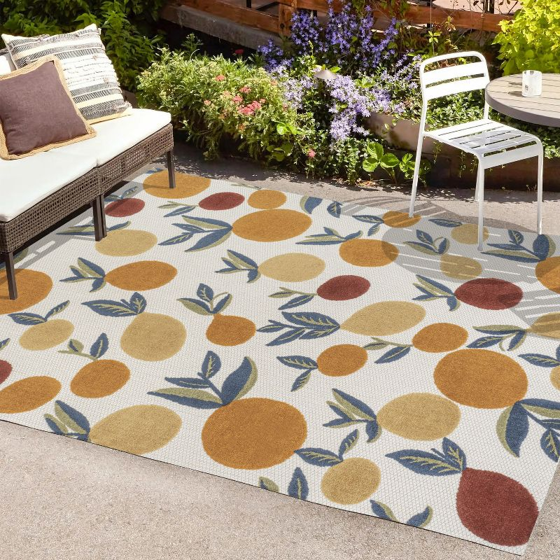 4' x 6' Limone Bold Lemon High-Low Indoor/Outdoor Area Rug, Orange/Beige/Cream - JONATHAN Y