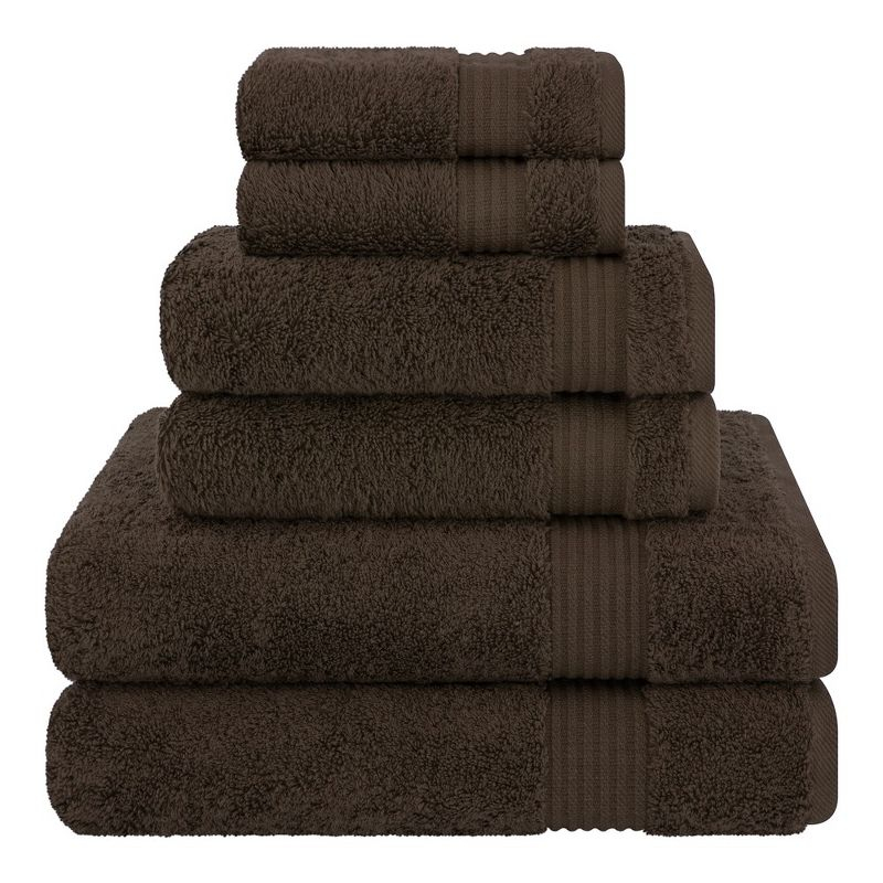 American Soft Linen Bekos 6 Piece Towel Set, 100% Cotton Bath Towel Set for Bathroom, Brown