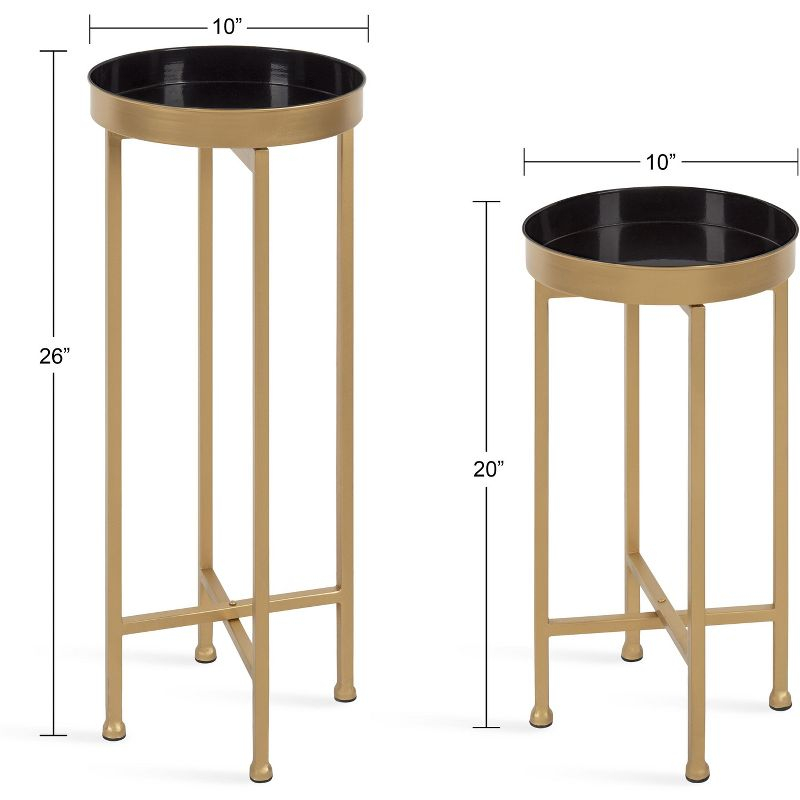Kate and Laurel Celia Round Metal Nesting Table, 2 Piece, Black and Gold