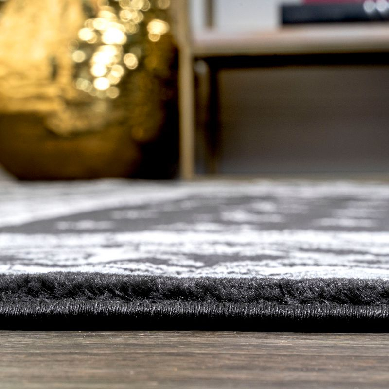 3'x 5' Acanthus French Border Area Rug, Black/Gray - JONATHAN Y