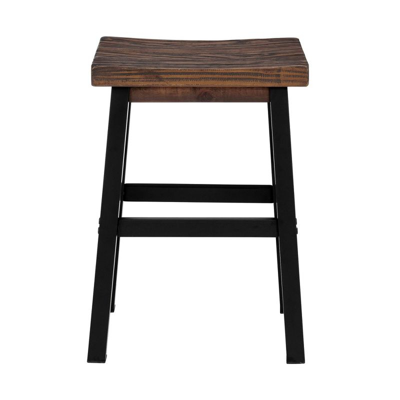 26" Pomona Reclaimed Wood Counter Height Barstool with Metal Legs Brown - Alaterre Furniture