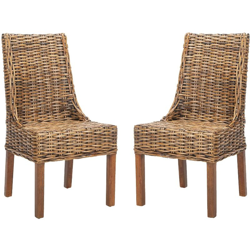 Suncoast 18" H Arm Chair (Set of 2) - FOX6503 - Brown/Teak Brown - Safavieh Couture