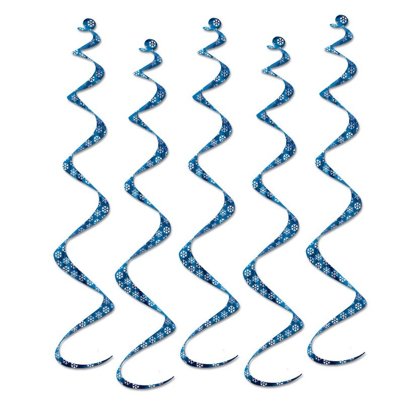 Beistle Printed Snowflake Twirly Whirlys, 24", (10/Pkg) Blue