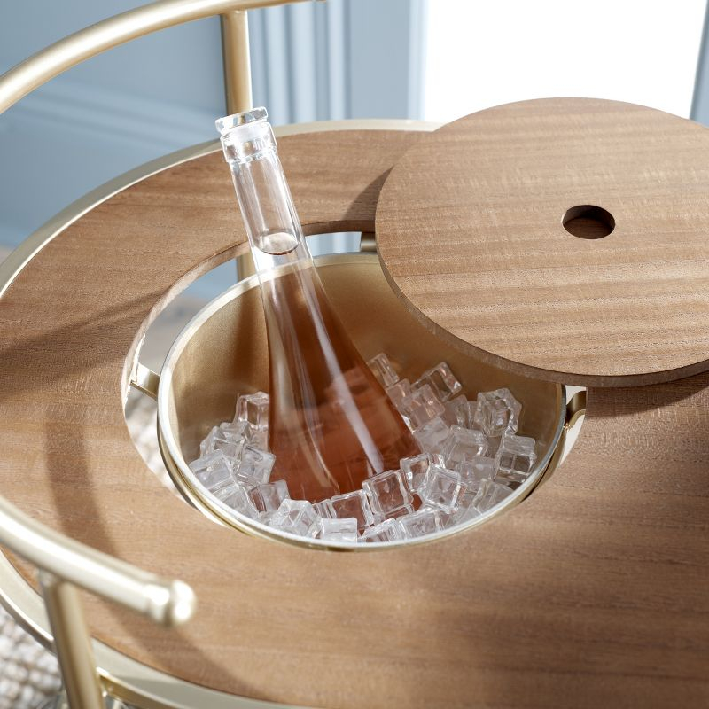 Alora 2 Tier Bar Cart With Bucket - BCT2502A - Brushed Gold/Natural - Safavieh