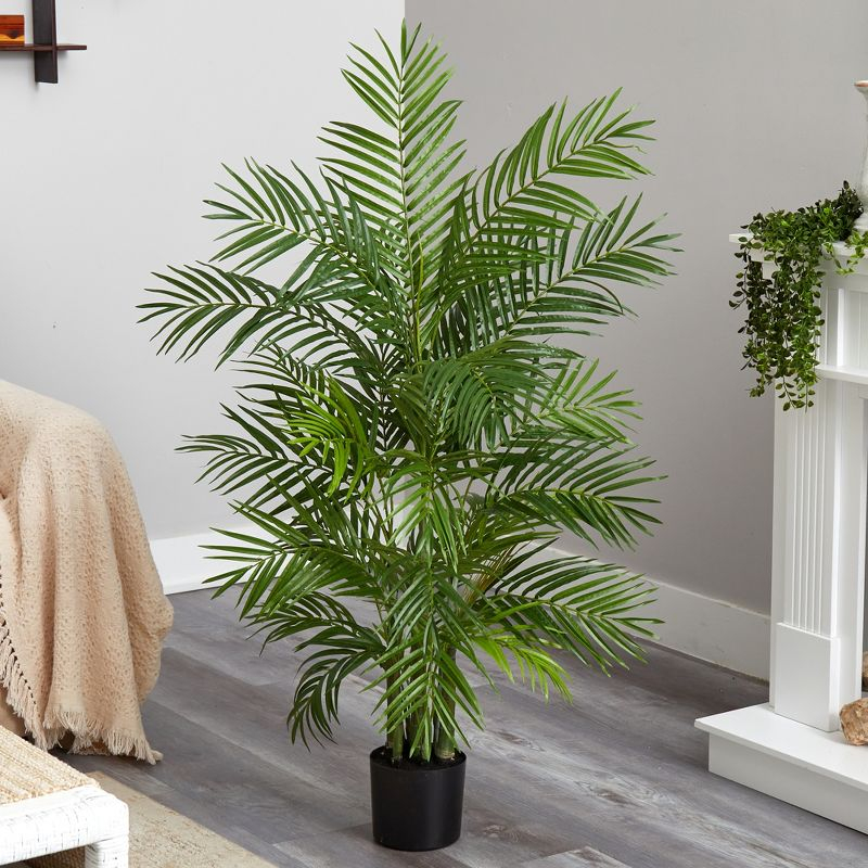 4ft Artificial Areca Palm Tree in Pot - Nearly Natural: Indoor Botanical Decor, Unlit Green Faux Plant
