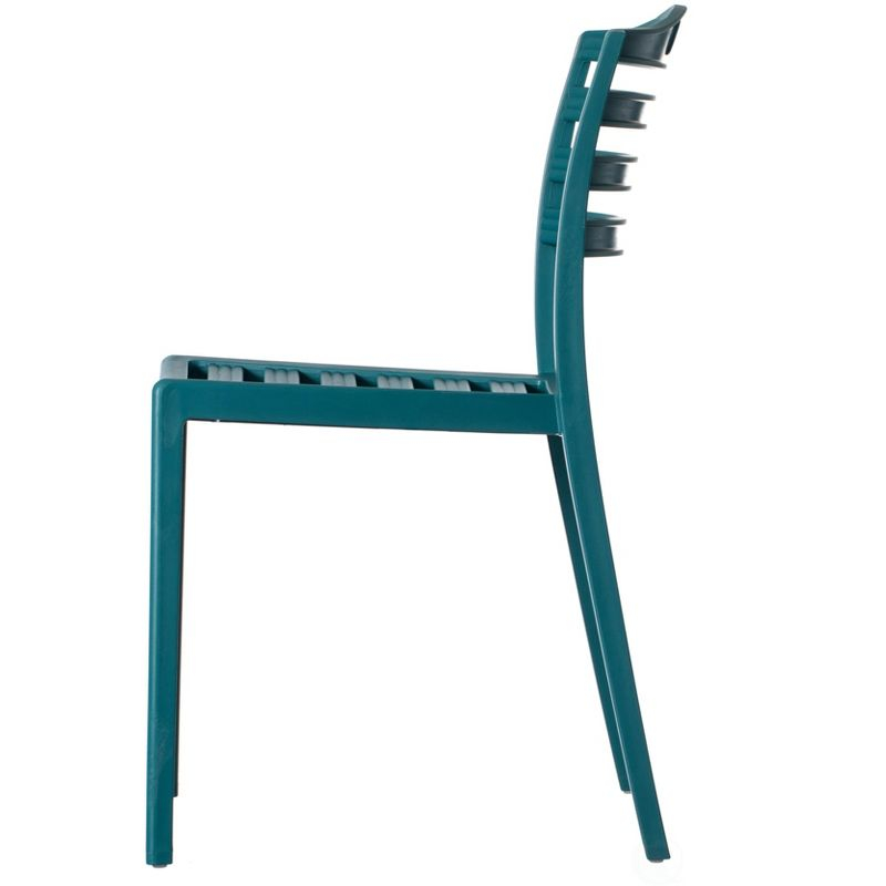 Fabulaxe Plastic Dining Chair with Ladderback Design, Blue