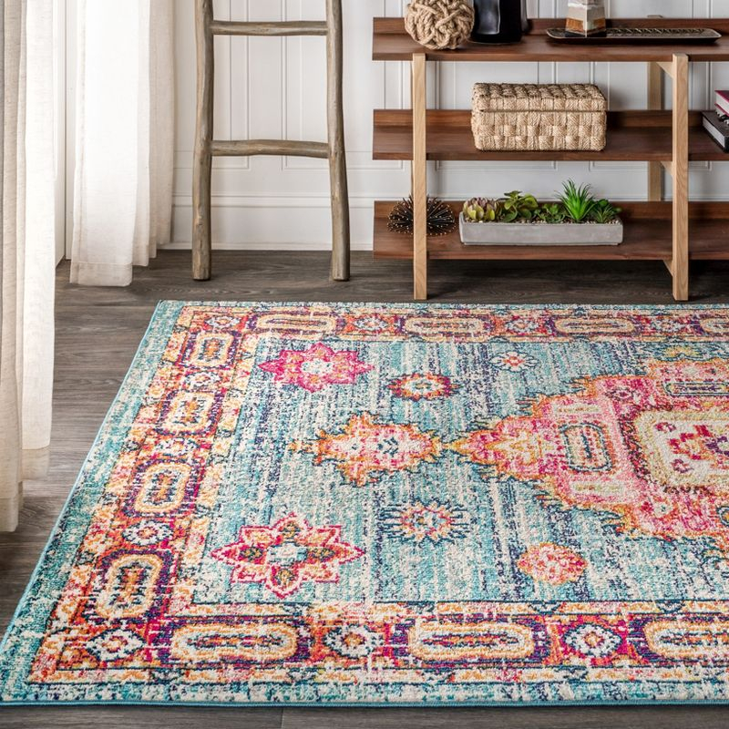 JONATHAN Y Bohemian FLAIR Boho Vintage Medallion Blue/Red 8 ft. x 10 ft. Area Rug