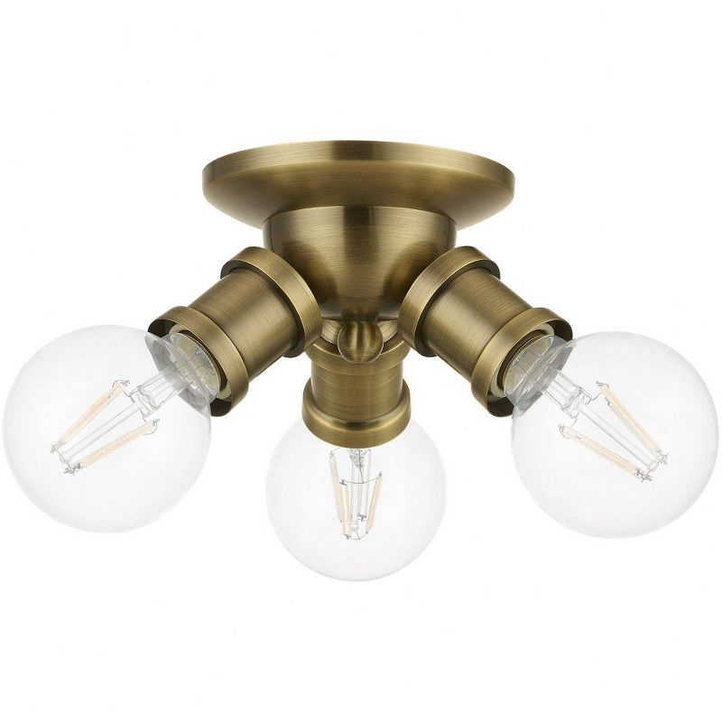 Livex Lighting Lansdale 3 - Light Flush Mount in  Antique Brass