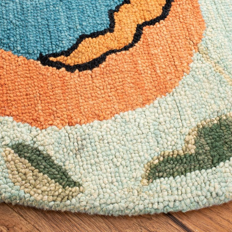 Blossom BLM676 Hand Hooked Area Rug - Sage/Multi - 4' round - Safavieh.