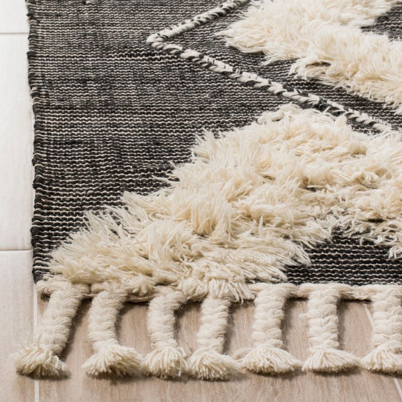 Kenya KNY903 Hand Knotted Area Rug - Black/Ivory - 3'x5' - Safavieh.