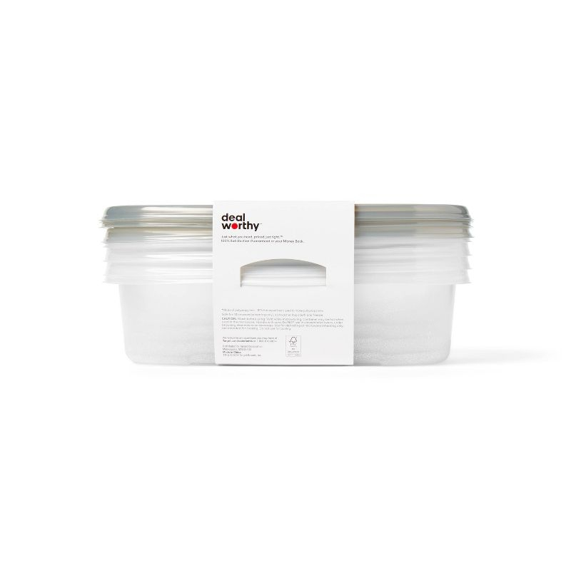 Medium Rectangle Food Storage Containers - 76 fl oz/4ct - Dealworthy™