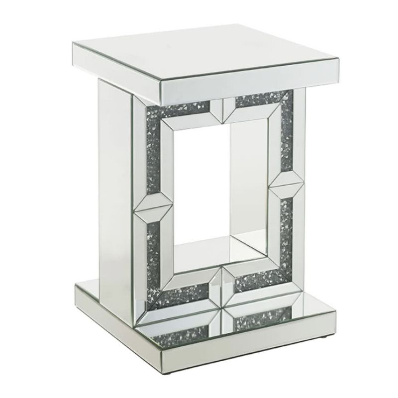 16" Noralie Accent Table Mirrored/Faux Diamonds - Acme Furniture