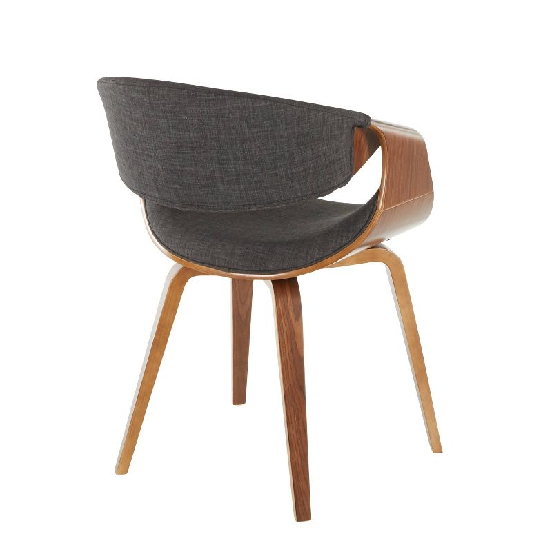 LumiSource Curvo Mid-Century Modern Dining Accent Chair Charcoal Gray: Upholstered, Wood Legs, Polyester