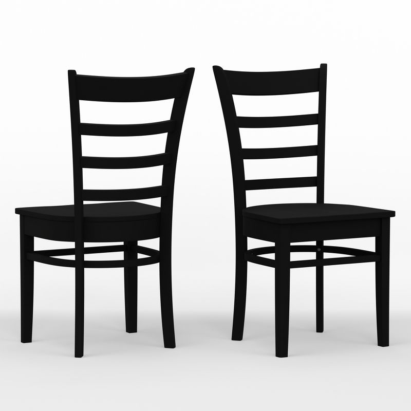 Glenwillow Home Slat Back Solid Wood Dining Chairs in Black (Set of 2)
