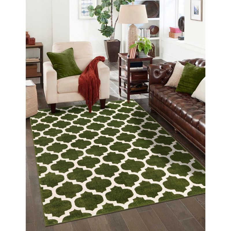 Unique Loom Trellis Collection Area Rug - Philadelphia (5' 1" x 8' Rectangle Dark Green/Beige)