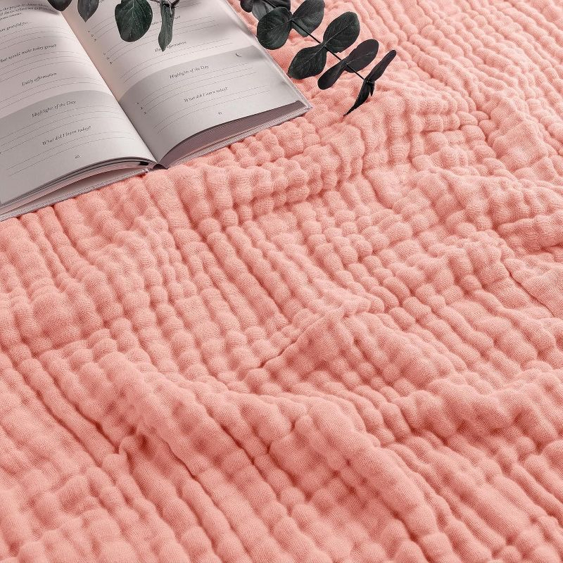 Muslin Blanket for Adults, Extra Large Throw 50" x 60" By Comfy Cubs - Lace Pink