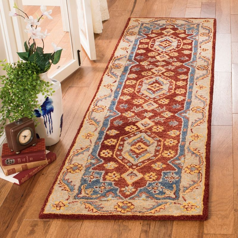 Antiquity AT503 Hand Tufted Runner Rug - Red/Blue - 2'3"x8' - Safavieh.