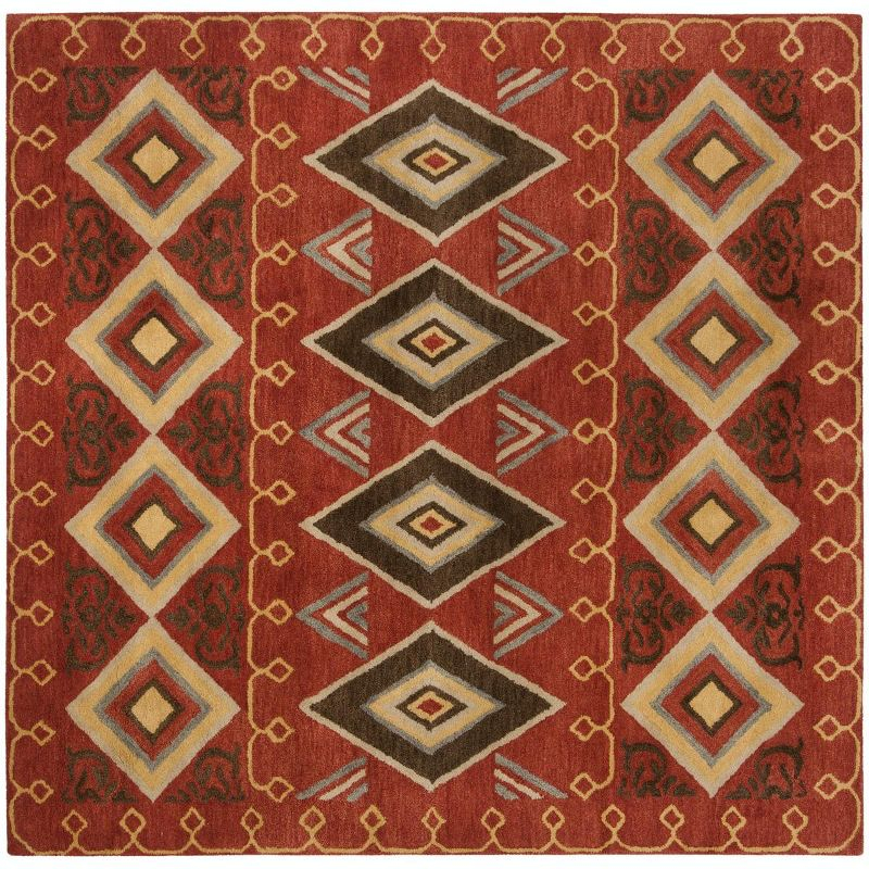 Heritage HG404 Handmade Area Rug - 6'x6' - Red/Multi - Safavieh