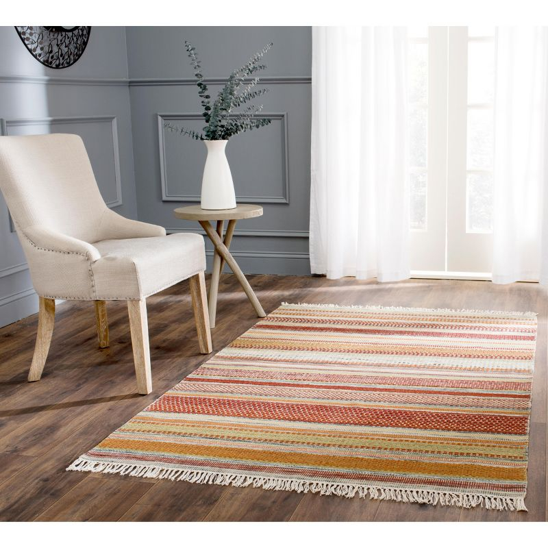 Striped Kilim STK311 Hand Woven Area Rug - Beige - 3'x5' - Safavieh.