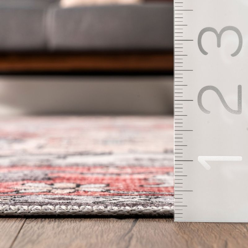 Nuloom Melanie Transitional Medallion Pet Friendly Machine Washable Area Rug, 4' x 6', Brick