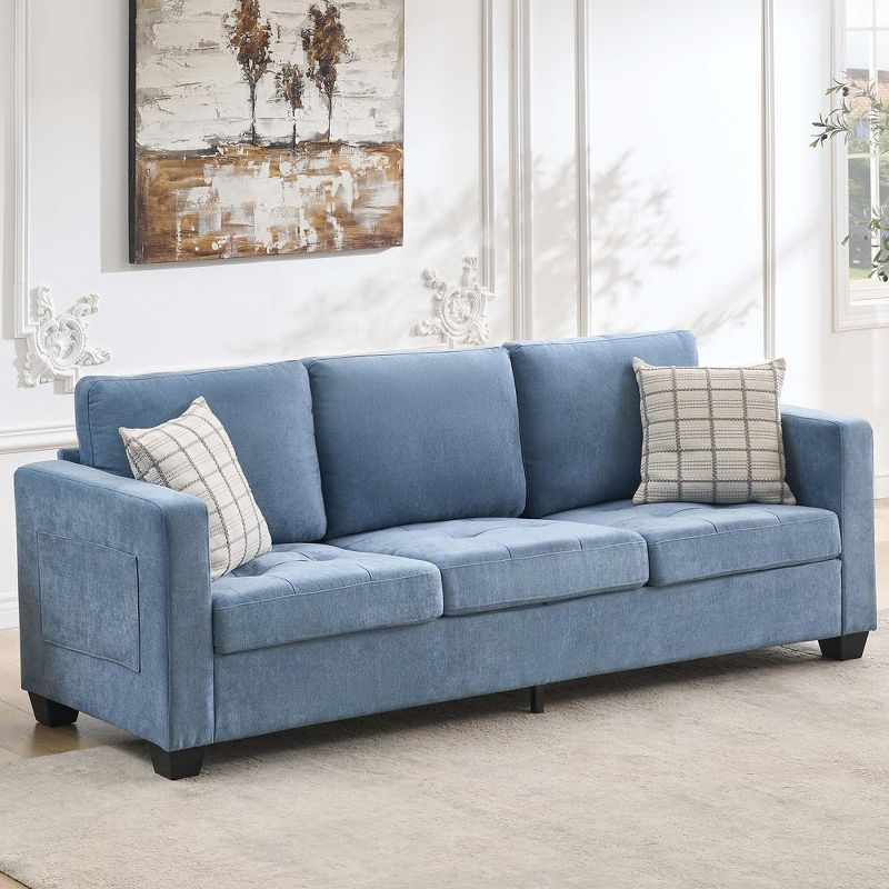 3 Seat Sofa Couch, 89" Modern Sofa with Armrests, Comfy Couch Sofa with Extra Deep Seat Couches for Living Room Bedroom Apartment,Blue