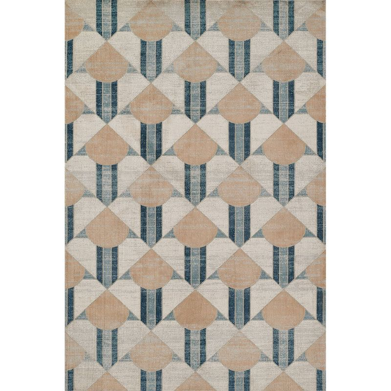 Momeni 1'10"x2'10" Edition Dimensional Machine Loomed Area Rug Blue: Geometric Pattern, Indoor, Low Pile Polyester