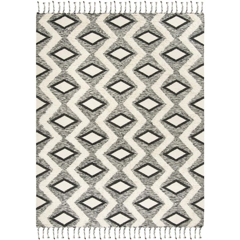 Kenya KNY908 Hand Knotted Area Rug - Black/Ivory - 8'x10' - Safavieh