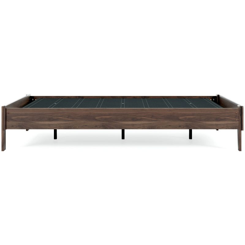 Queen Calverson Platform Bed Mocha - Signature Design by Ashley: Natural Finish, Wood Frame, No Box Spring Needed