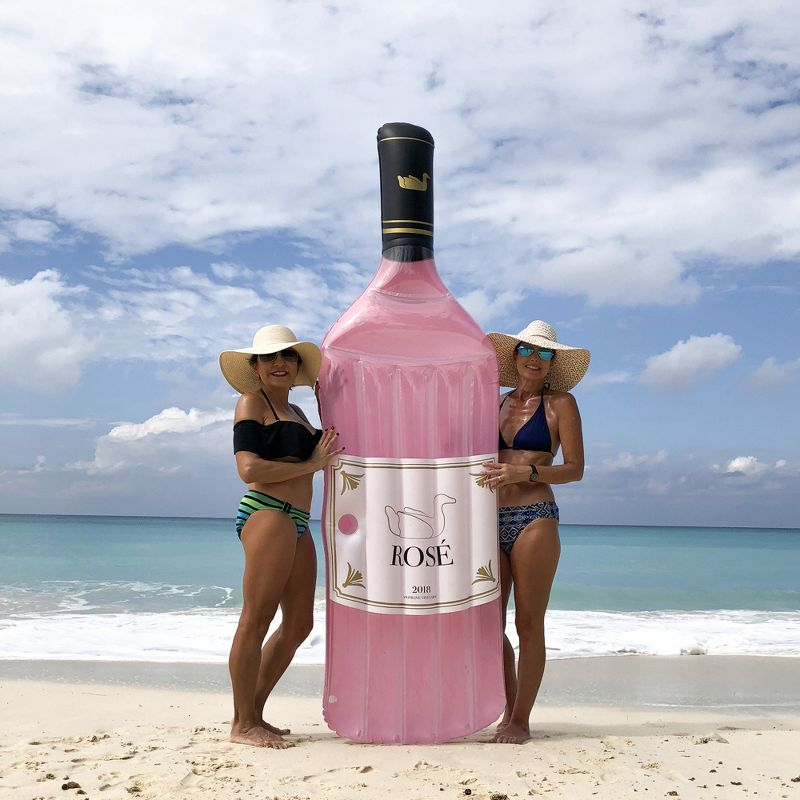 Swim Central 94" Pink Rose Bottle Inflatable Swimming Pool Lounge Float