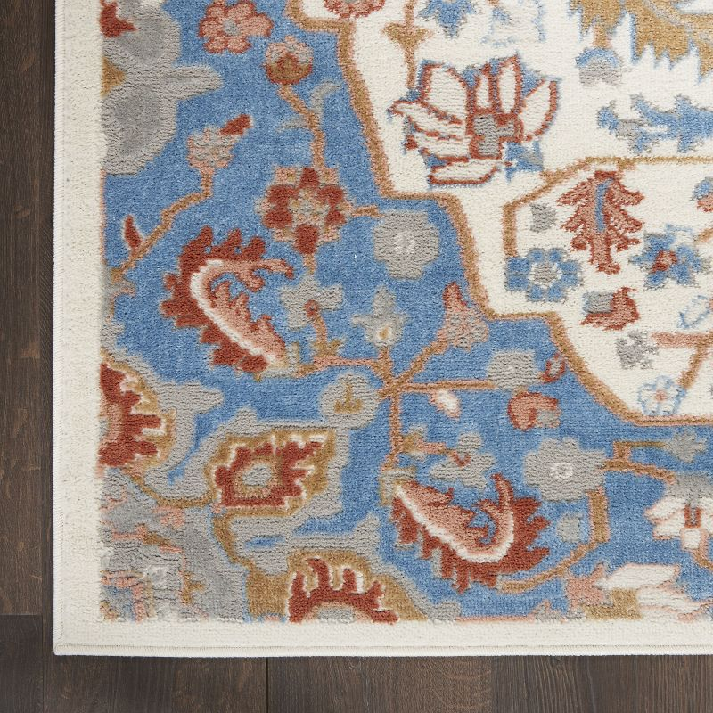 Nourison Elation Floral Medallion Indoor Rug Ivory Blue 2' x 3'