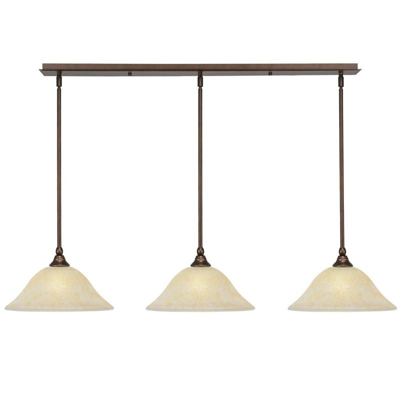 Toltec Lighting Any 3 - Light Chandelier in  Bronze with 12" Amber Marble Shade