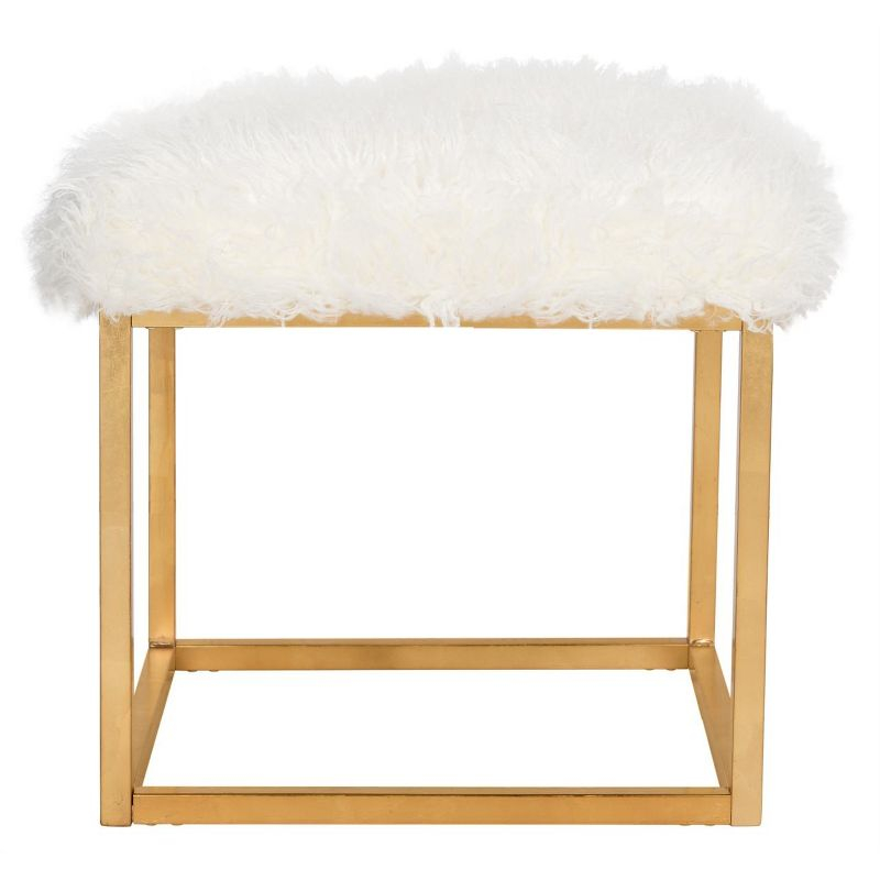 Rowan Square Ottoman - FOX6288 - White - Safavieh Couture