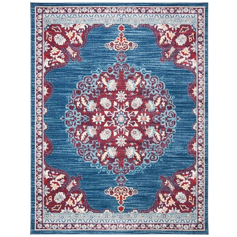 Brentwood BNT867 Power Loomed Indoor Area Rug - Navy/Burgundy - 8'x10' - Safavieh