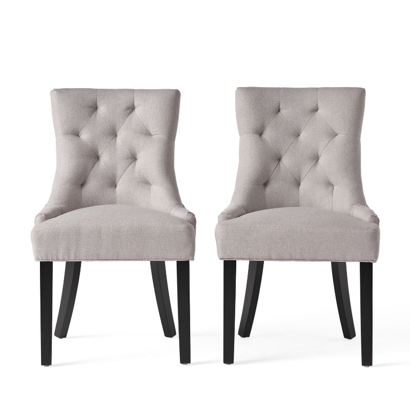 Christopher Knight Home Maggie Contemporary Tufted Armless Dining Chairs (Set of 2), Light Gray/Fabric