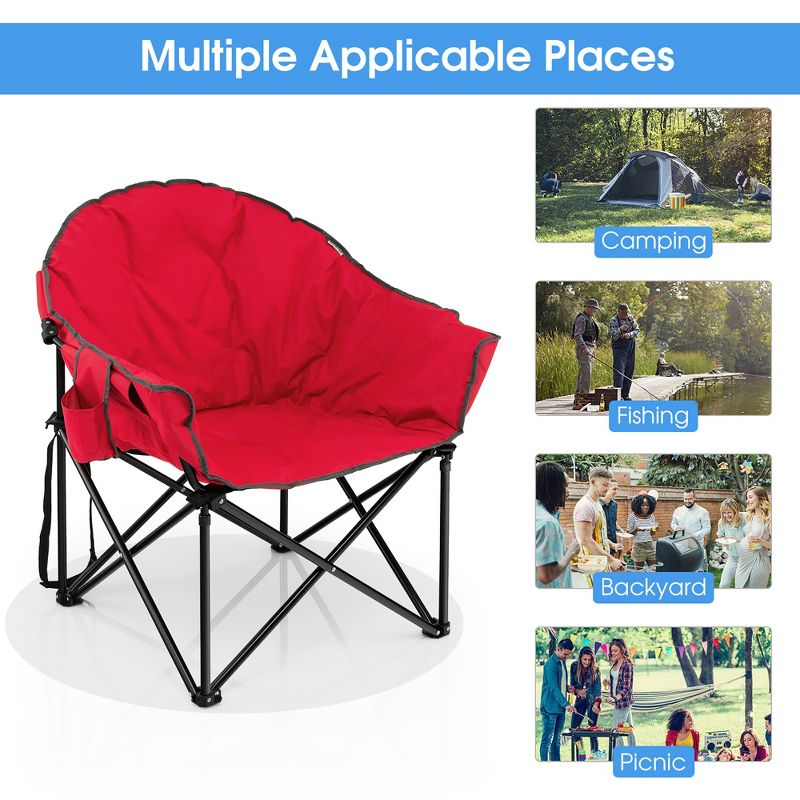 Costway Oversized Folding Padded Camping Moon Saucer Chair Bag Outdoor Fishing Red