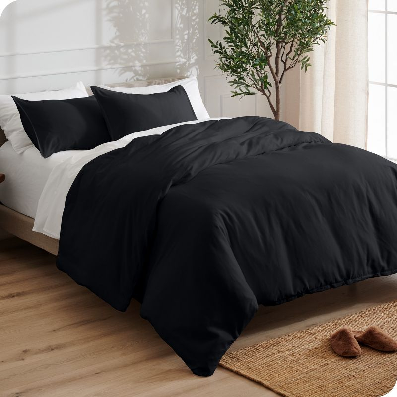 Full Black Double Brushed Duvet Cover Set by Bare Home