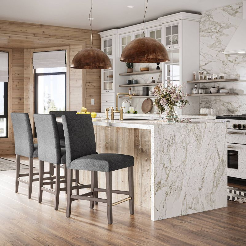 Laura Wooden Counter Height Barstool Gray - CorLiving