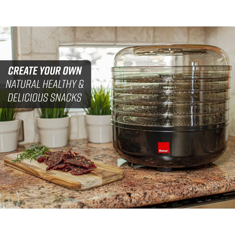 Ronco Beef Jerky Machine with 5 Stackable Trays, Easy-to-Use Dehydrator and Food Preserver Black