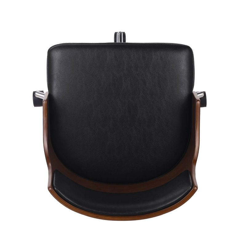 Christopher Knight Home Rhine Mid-Century Modern Upholstered Swivel Office Chair Midnight Black/Walnut: Chrome Base, Ergonomic Design with Casters