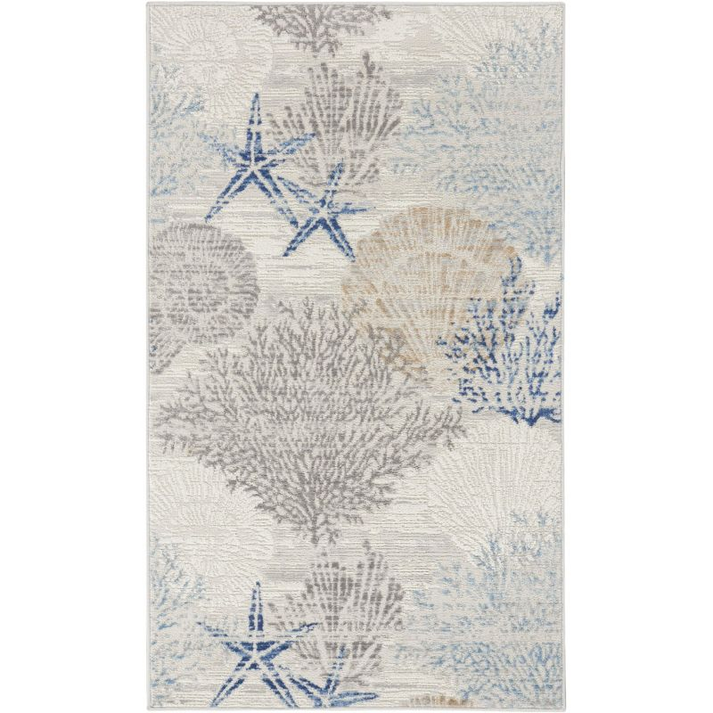 Nourison Pompeii Nautical Indoor Rug Ivory Grey Blue 2' x 3'