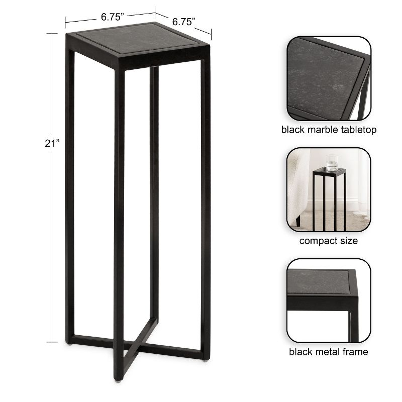 Kate and Laurel Jaspur Square Metal Drink Table, 7x7x21, Black